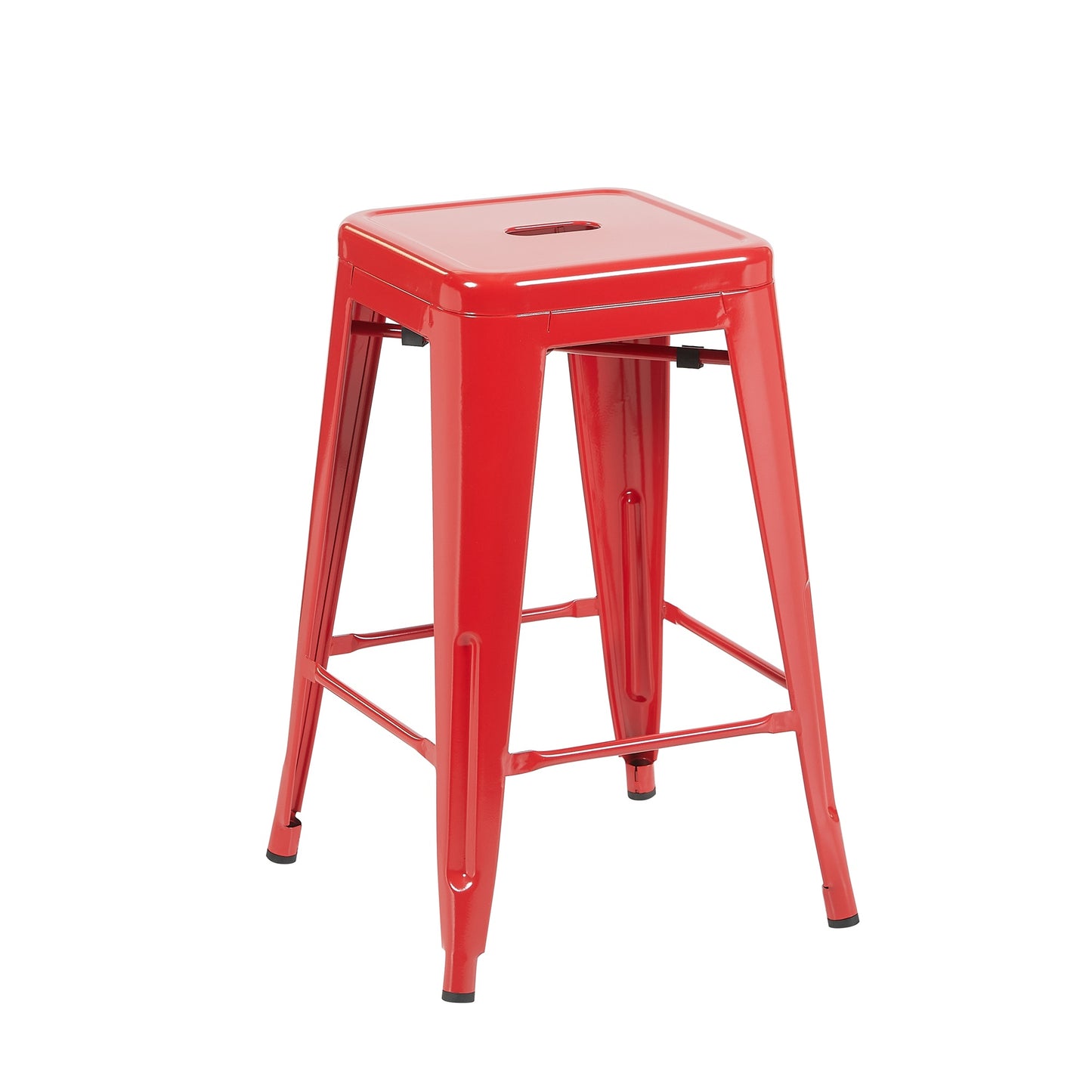 Bistro Pack of 4 Red 24" Countertop Stools – Industrial Style
