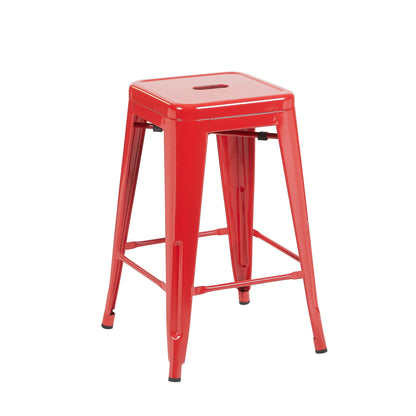 Bistro Pack of 4 Red 24" Countertop Stools – Industrial Style