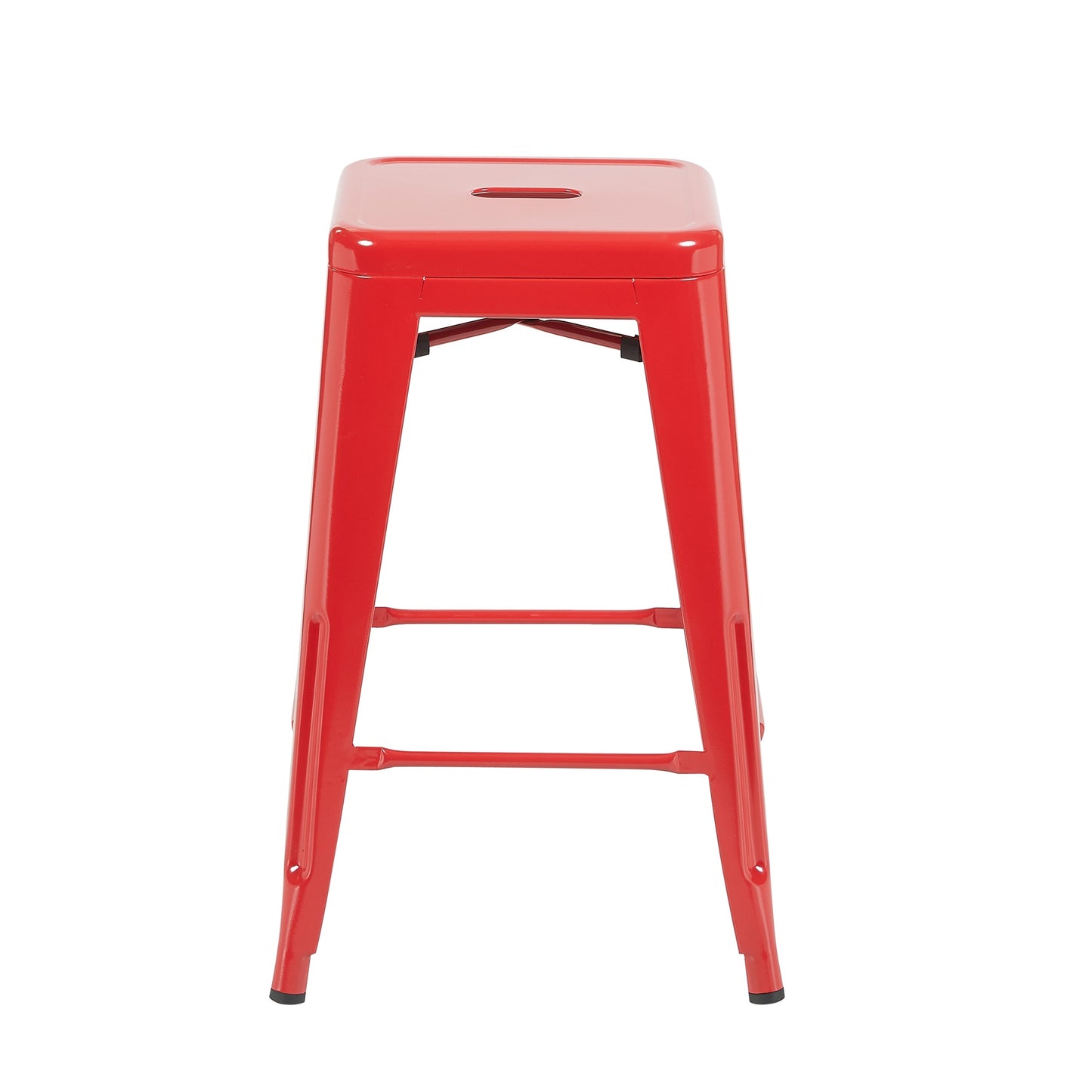 Bistro Pack of 4 Red 24" Countertop Stools – Industrial Style