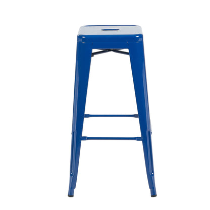 Bistro Pack of 4 30" Blue Bar Stools – Modern Industrial Design