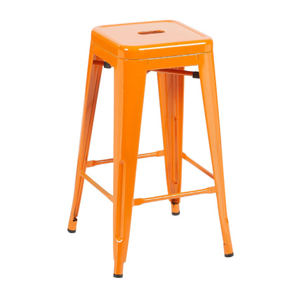 Bistro Pack of 4 30" Orange Bar Stools – Modern Industrial Design