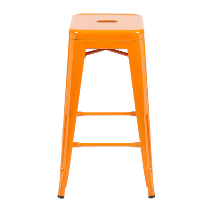 Bistro Pack of 4 30" Orange Bar Stools – Modern Industrial Design