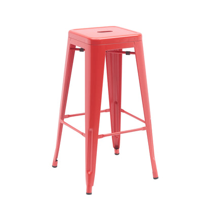 Bistro Pack of 4 30" Red Bar Stools – Modern Industrial Design