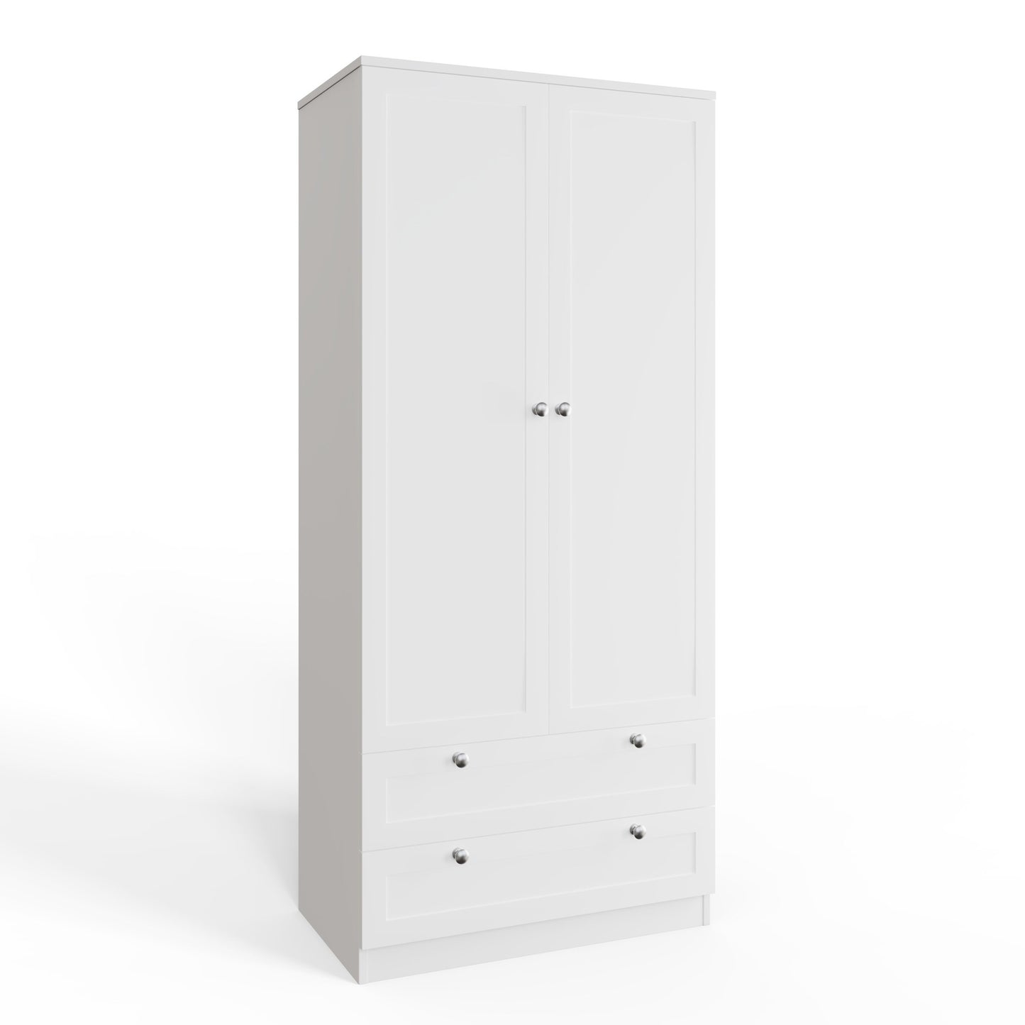 FWStyle Artus Shaker 2 Door 2 Drawer Wardrobe – Matt White