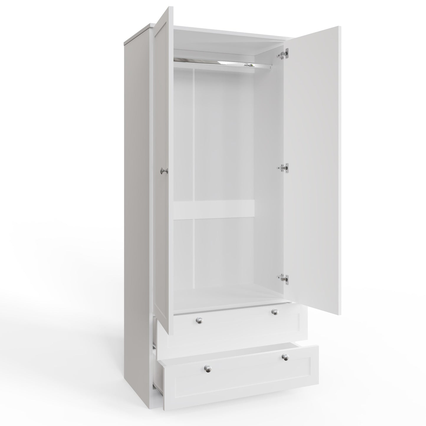 FWStyle Artus Shaker 2 Door 2 Drawer Wardrobe – Matt White