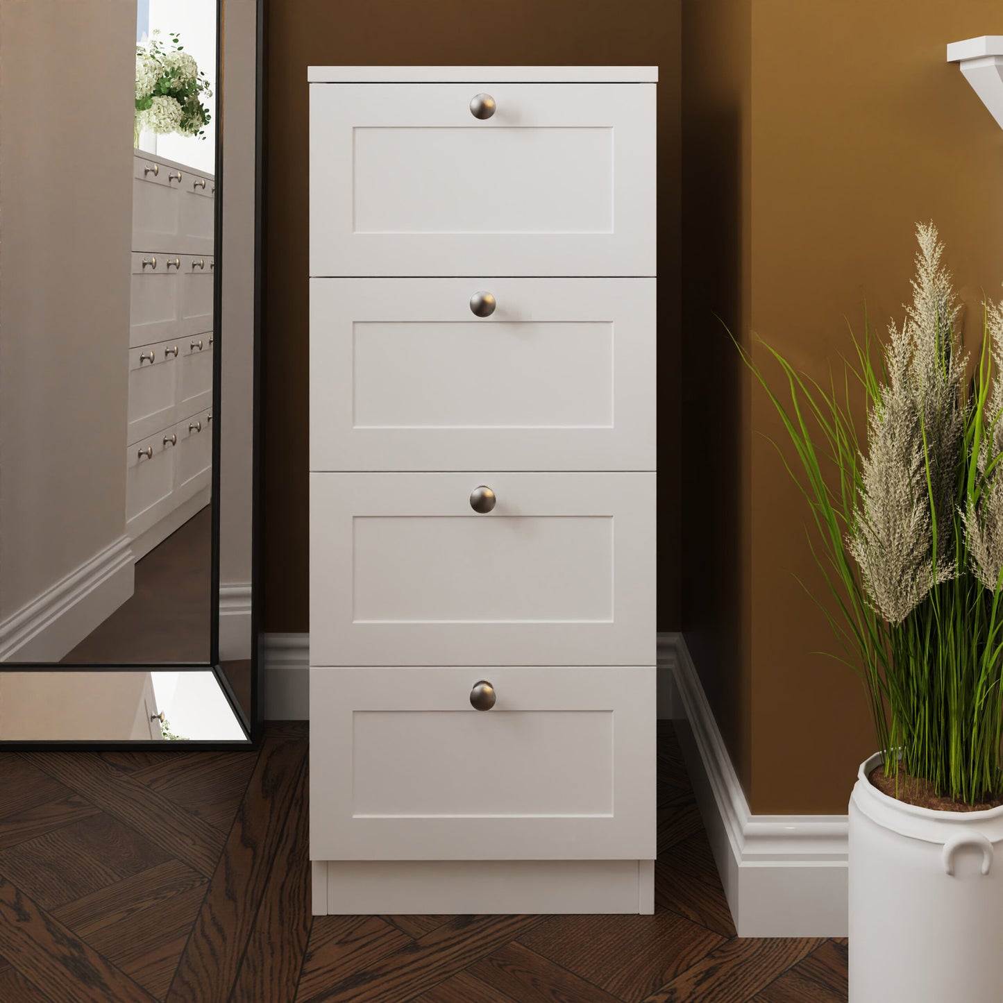 FWStyle Artus Shaker 4-Drawer Chest – Matt White