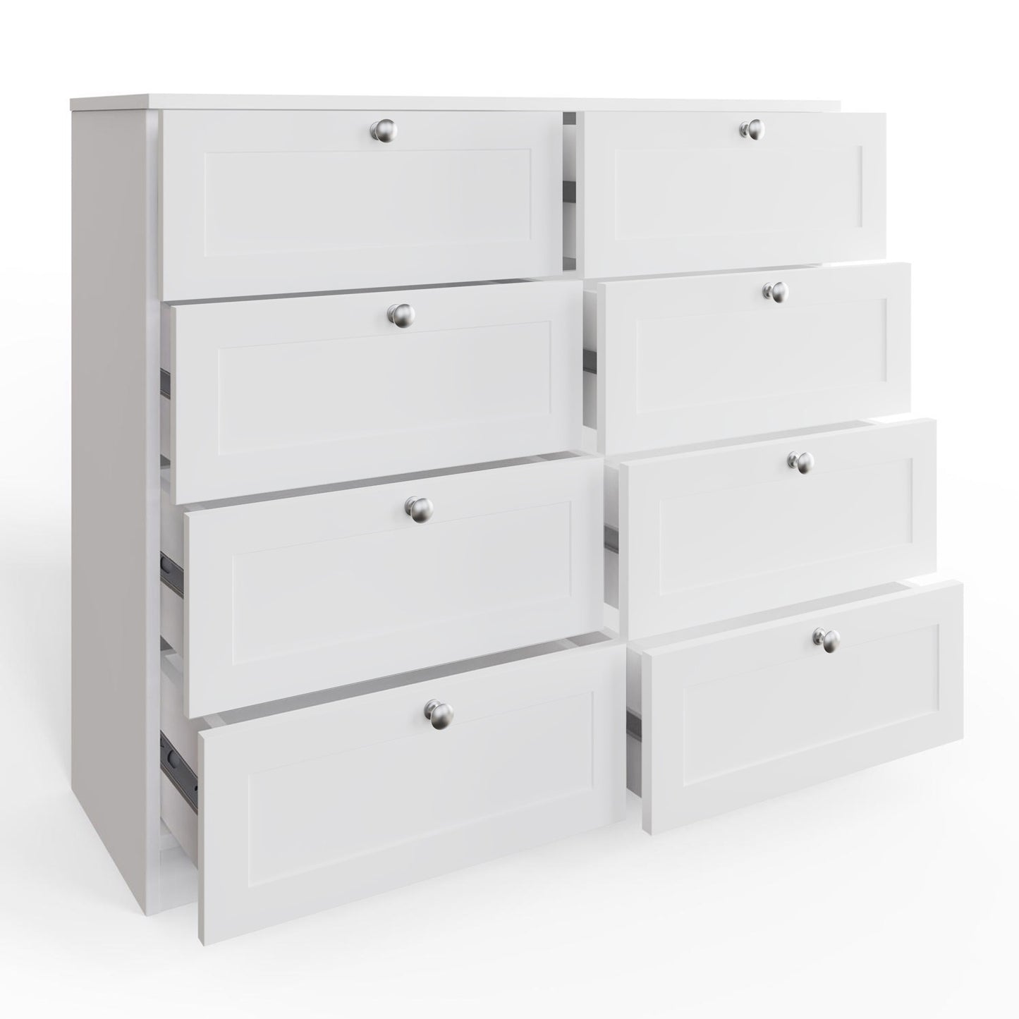 FWStyle Artus Shaker 8 Drawer Chest Of Drawers – Matt White