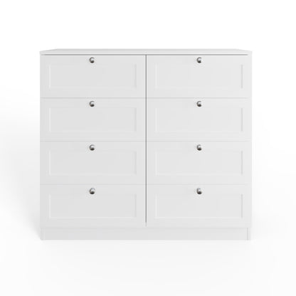 FWStyle Artus Shaker 8 Drawer Chest Of Drawers – Matt White