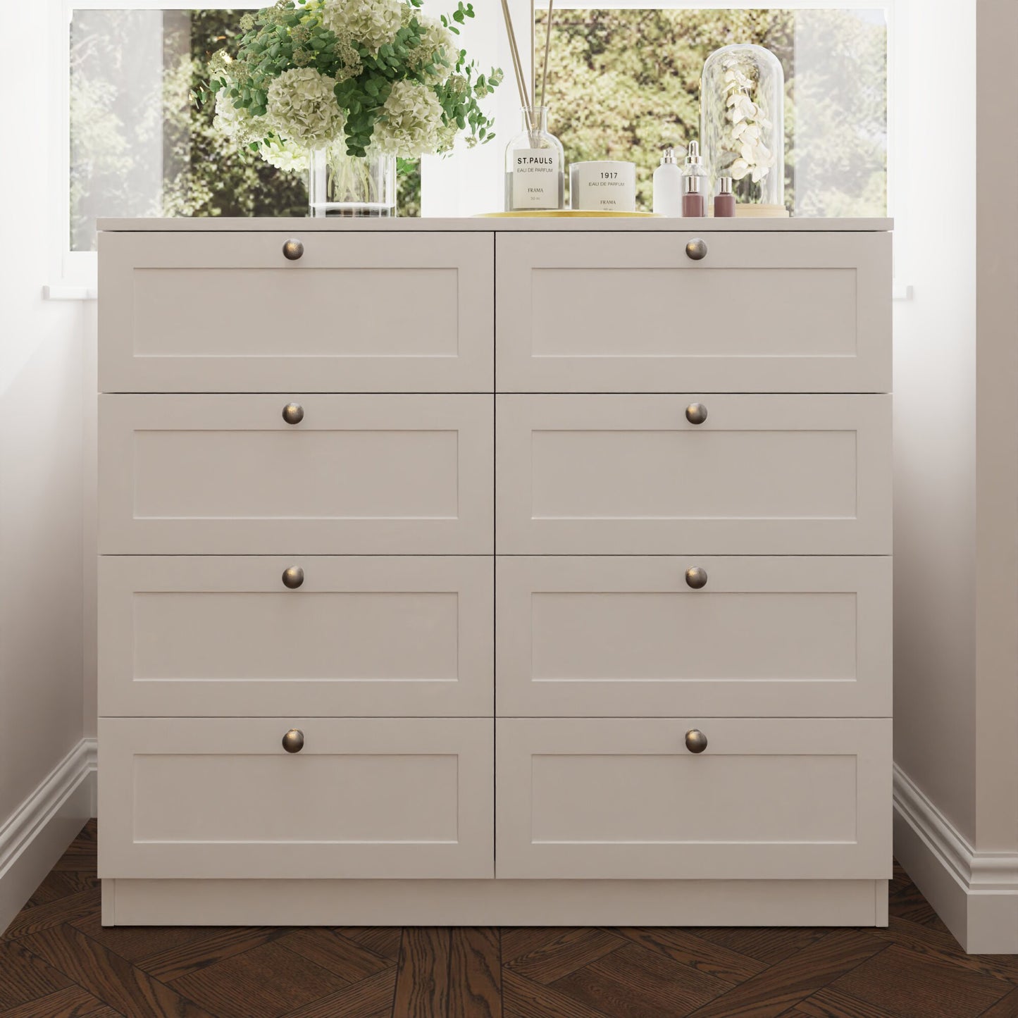 FWStyle Artus Shaker 8 Drawer Chest Of Drawers – Matt White