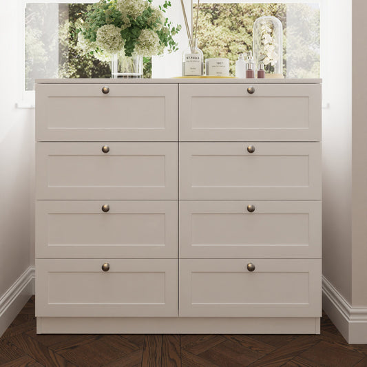 FWStyle Artus Shaker 8 Drawer Chest Of Drawers – Matt White
