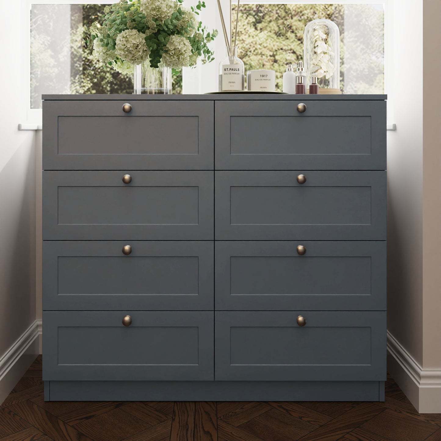 FWStyle Artus Shaker 8 Drawer Chest Of Drawers – Matt Grey