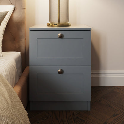 Artus Shaker 2 Drawer Bedside Table Nightstand – Matt Grey