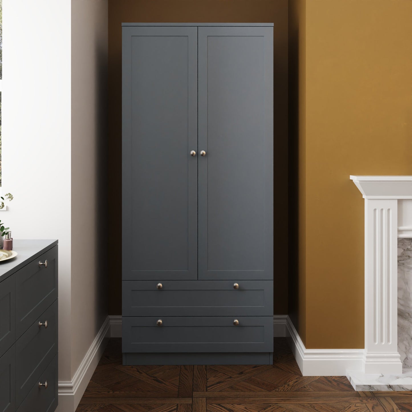FWStyle Artus Shaker 2 Door 2 Drawer Wardrobe – Matt Grey
