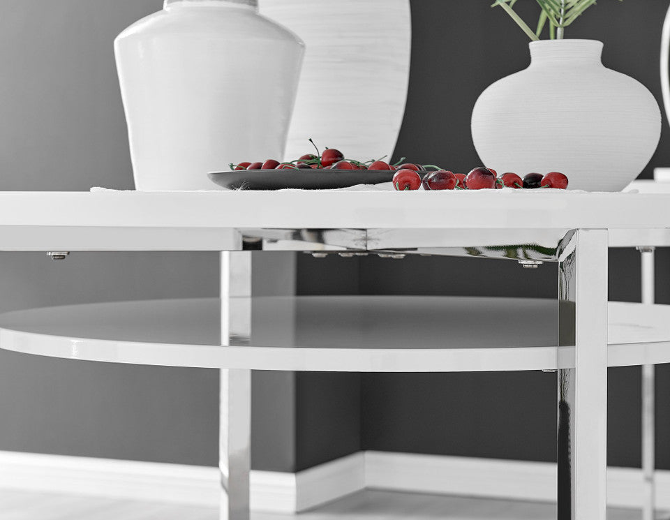 Adley Round Wood and Black Metal Storage 4 Seater Dining Table