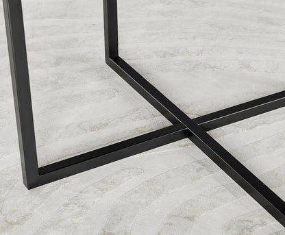 Adley Round Wood and Black Metal Storage 4 Seater Dining Table