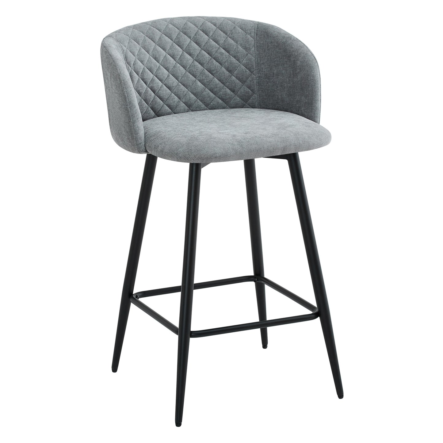 Amara Grey Fabric Swivel Bar Chair – Pack of 2