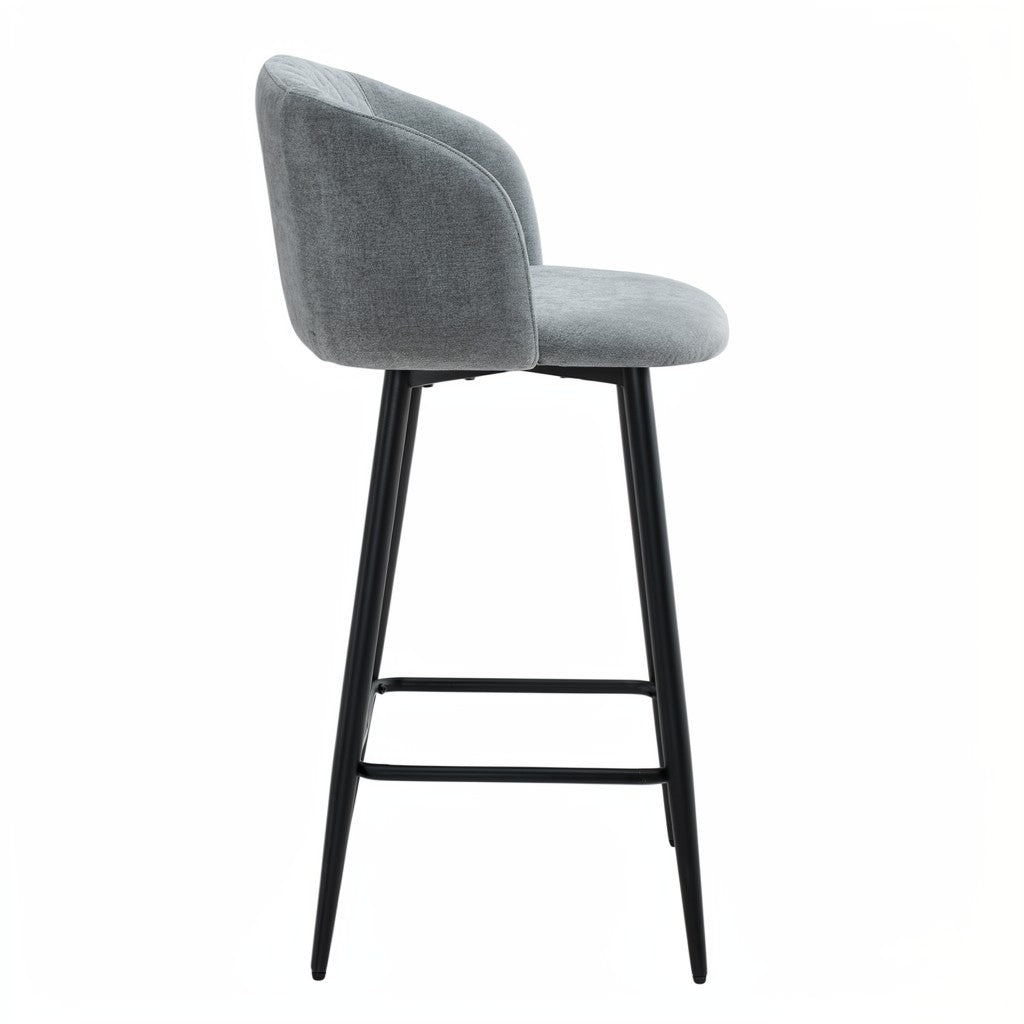 Amara Grey Fabric Swivel Bar Chair – Pack of 2