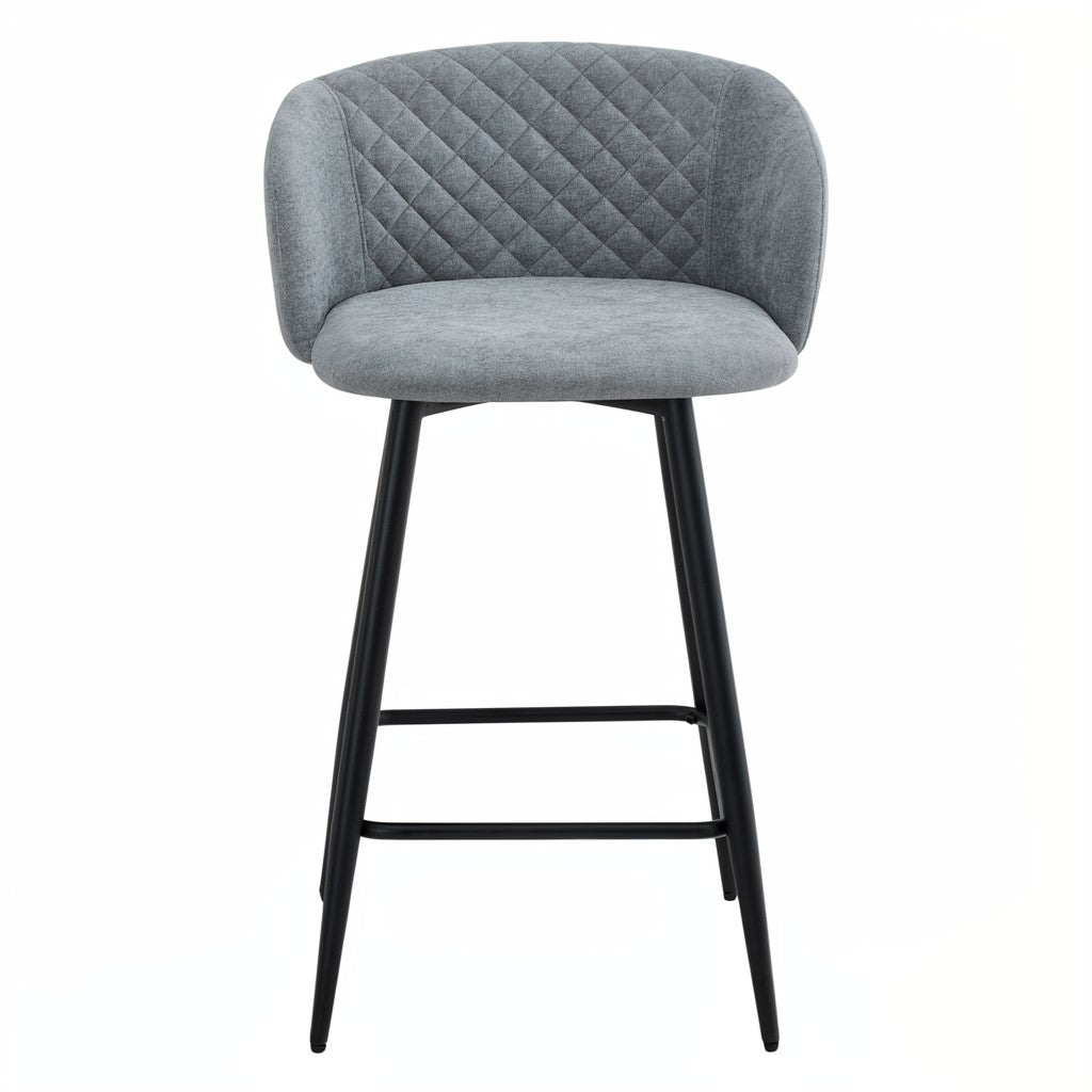 Amara Grey Fabric Swivel Bar Chair – Pack of 2