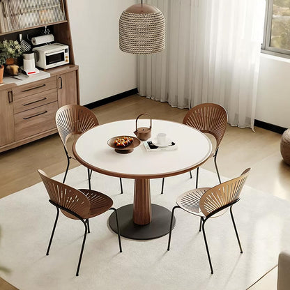 Anderson Small Round Dining Table, Sintered Stone & Solid Wood