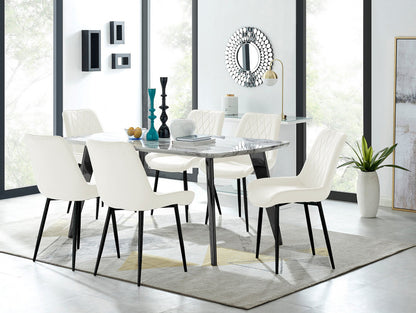 Andria Black Leg Marble Effect Dining Table and 6 Pesaro Black Leg Chairs