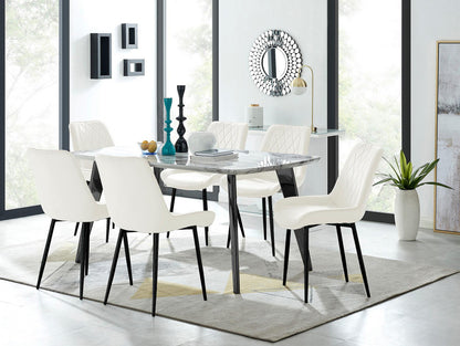Andria Black Leg Marble Effect Dining Table and 6 Pesaro Black Leg Chairs