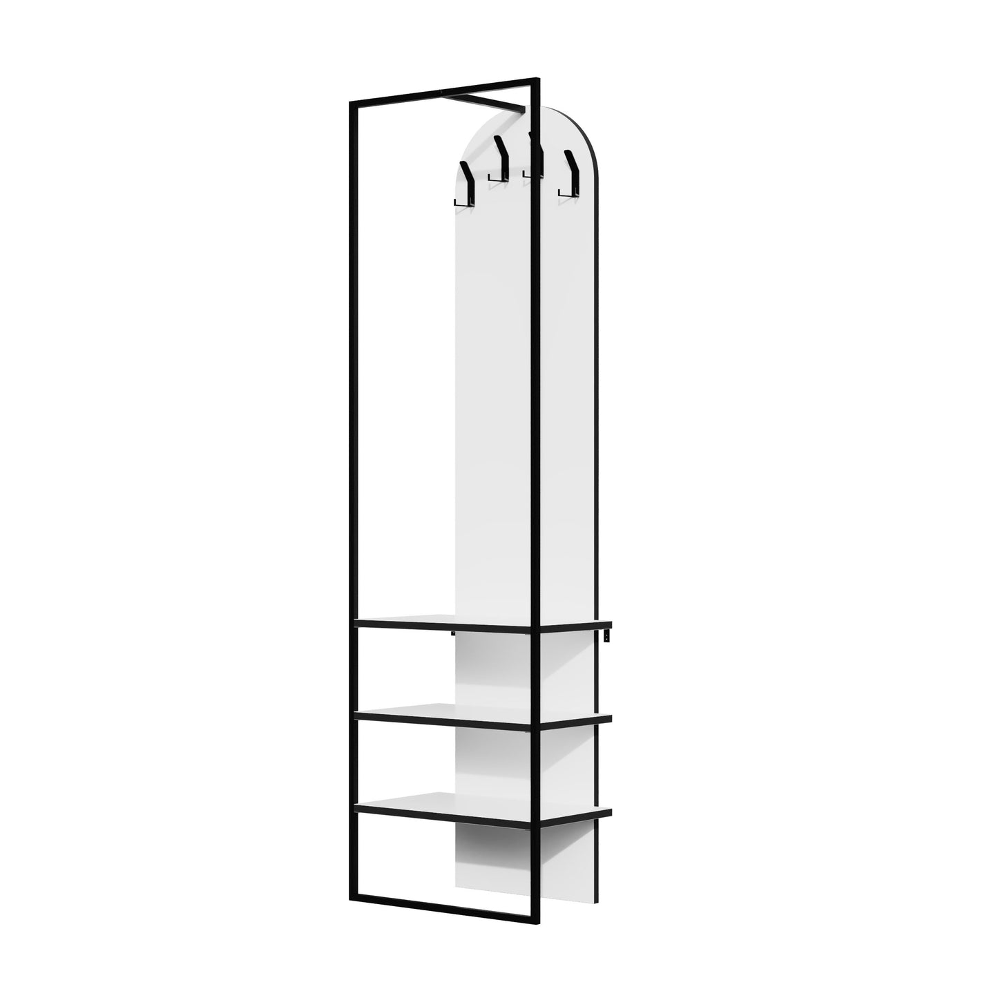 Modern Archy Hall Stand Coat Rack with Shoe Storage – White 180cm