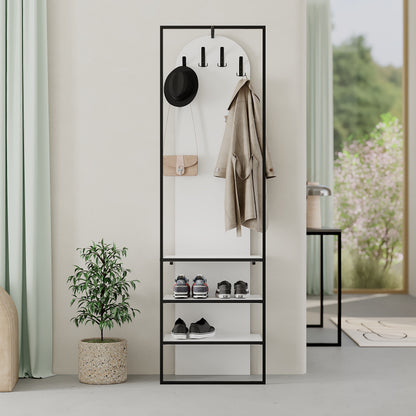 Modern Archy Hall Stand Coat Rack with Shoe Storage – White 180cm