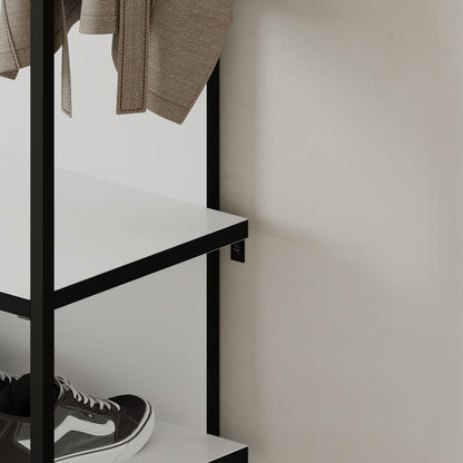 Modern Archy Hall Stand Coat Rack with Shoe Storage – White 180cm