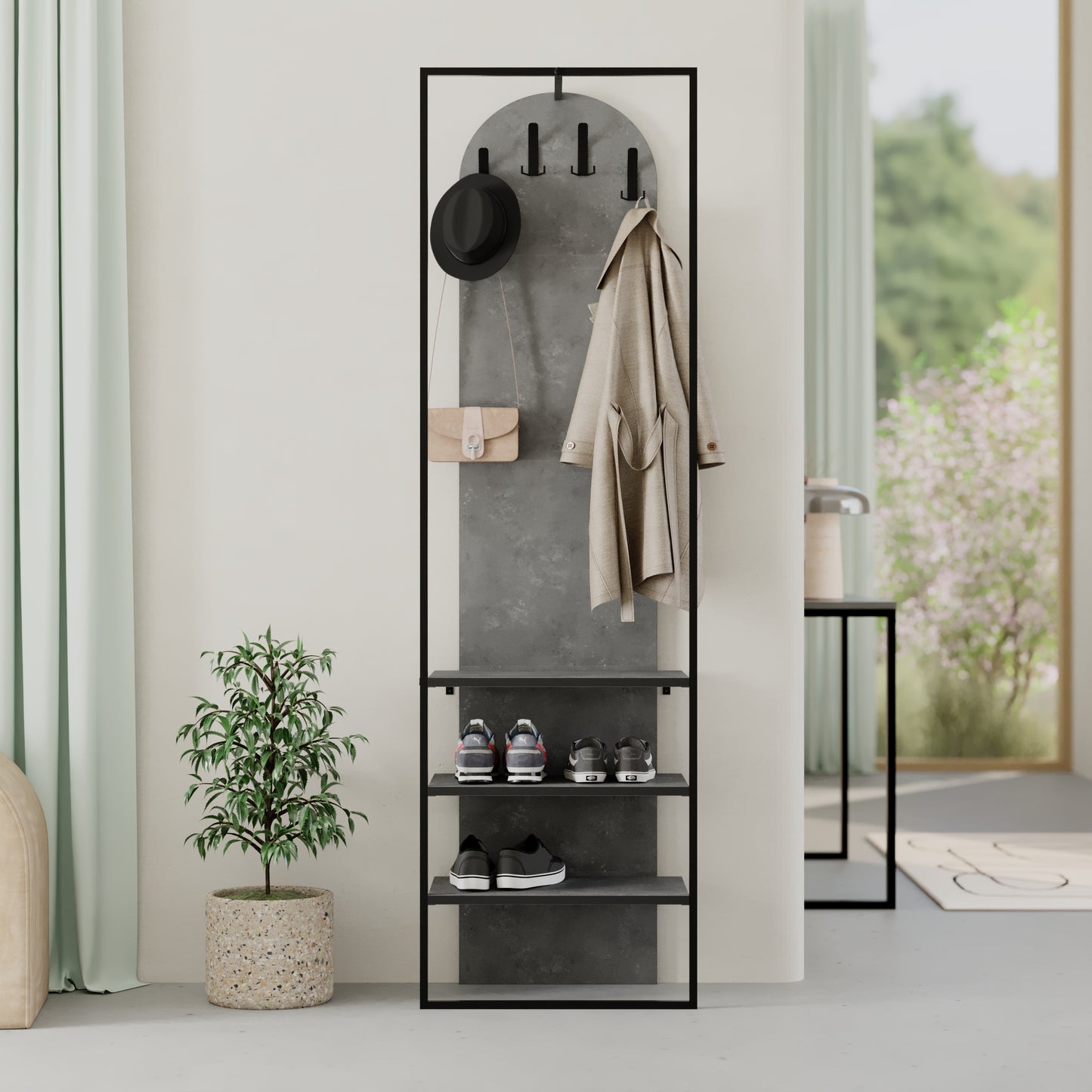 Modern Archy Hall Stand Coat Rack with Shoe Storage