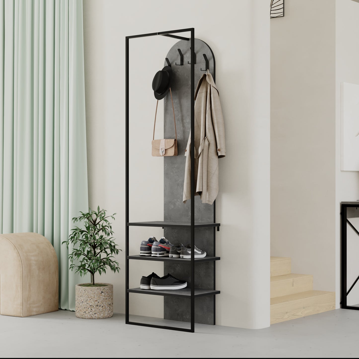 Modern Archy Hall Stand Coat Rack with Shoe Storage