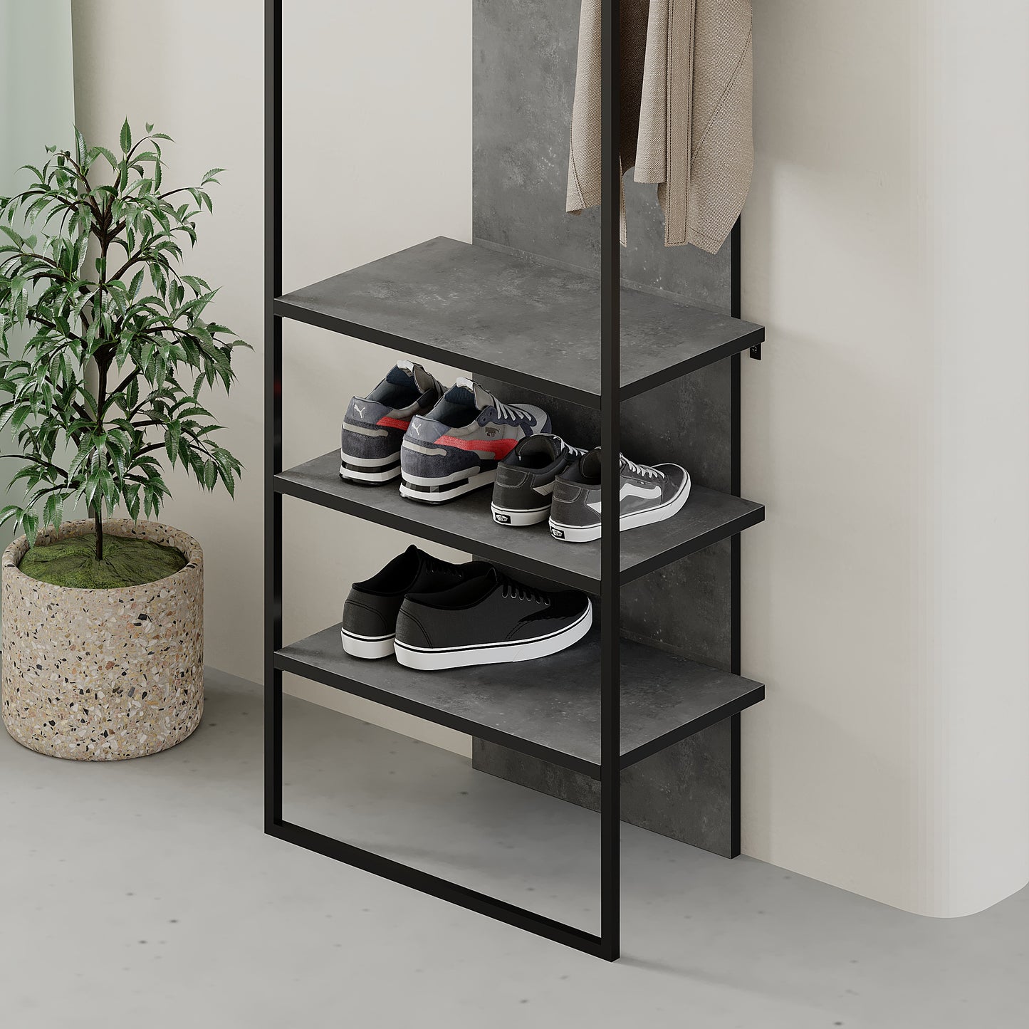 Modern Archy Hall Stand Coat Rack with Shoe Storage