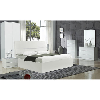 Arden White High Gloss 5 Drawer Chest of Drawers – Modern Bedroom Storage Cabinet
