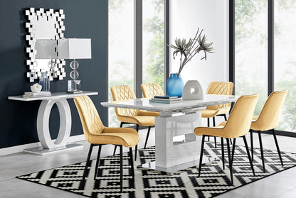 Arezzo Large Extending Dining Table and 6 Pesaro Black Leg Chairs