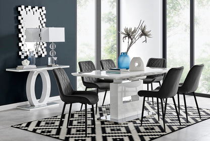 Arezzo Large Extending Dining Table and 6 Pesaro Black Leg Chairs
