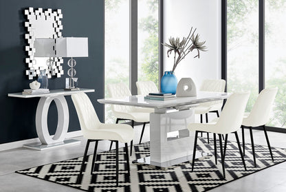 Arezzo Large Extending Dining Table and 6 Pesaro Black Leg Chairs