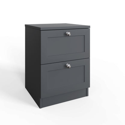 Artus Shaker 2 Drawer Bedside Table Nightstand – Matt Grey