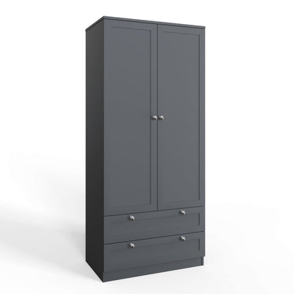 FWStyle Artus Shaker 2 Door 2 Drawer Wardrobe – Matt Grey