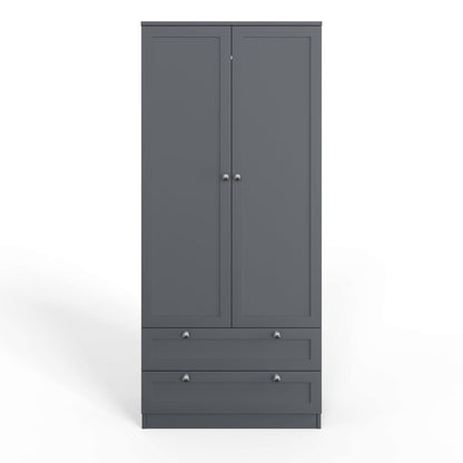 FWStyle Artus Shaker 2 Door 2 Drawer Wardrobe – Matt Grey