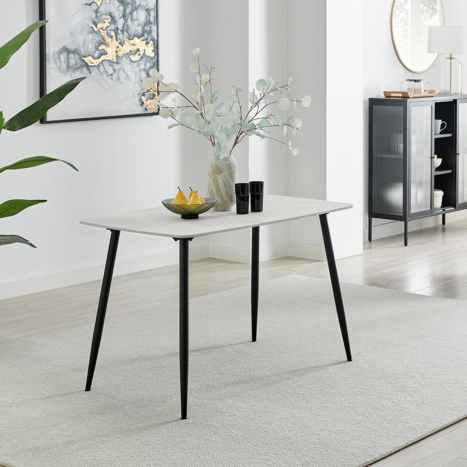 Asti White Marble Ceramic Top Dining Table & 4 Asti Chairs