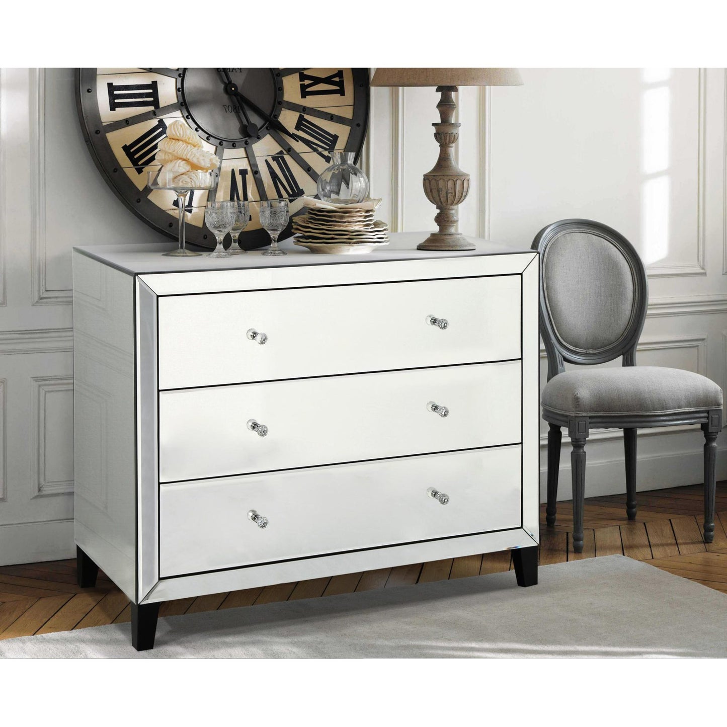 Mirrored 3 Drawer Chest of Drawers – Modern Bedroom Storage Unit