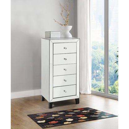 Mirrored Chest of Drawers | Slim 5 Drawer Storage for Bedroom