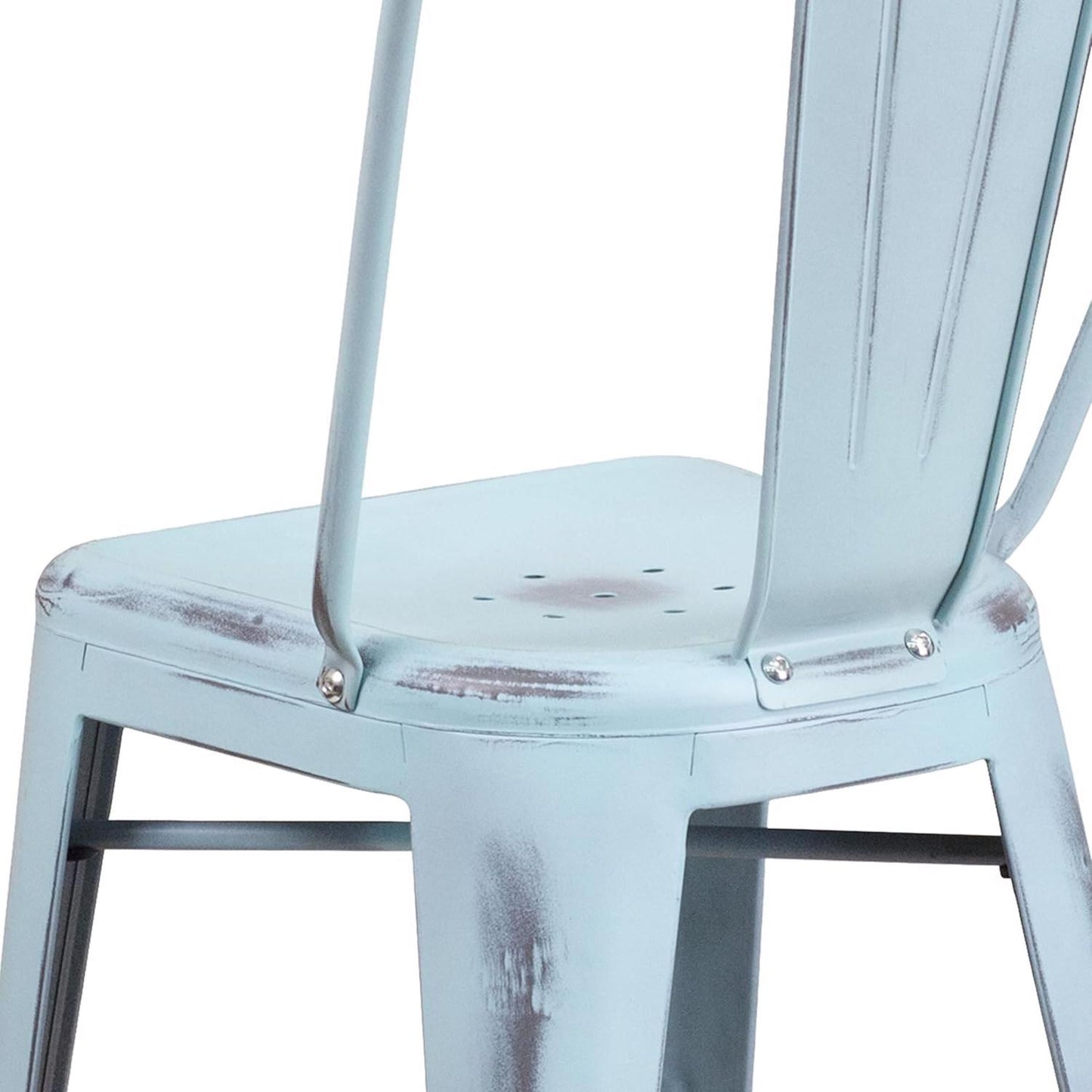 Blake 24" Industrial Style Bar Stool Chair, Pale Blue – Set of 4