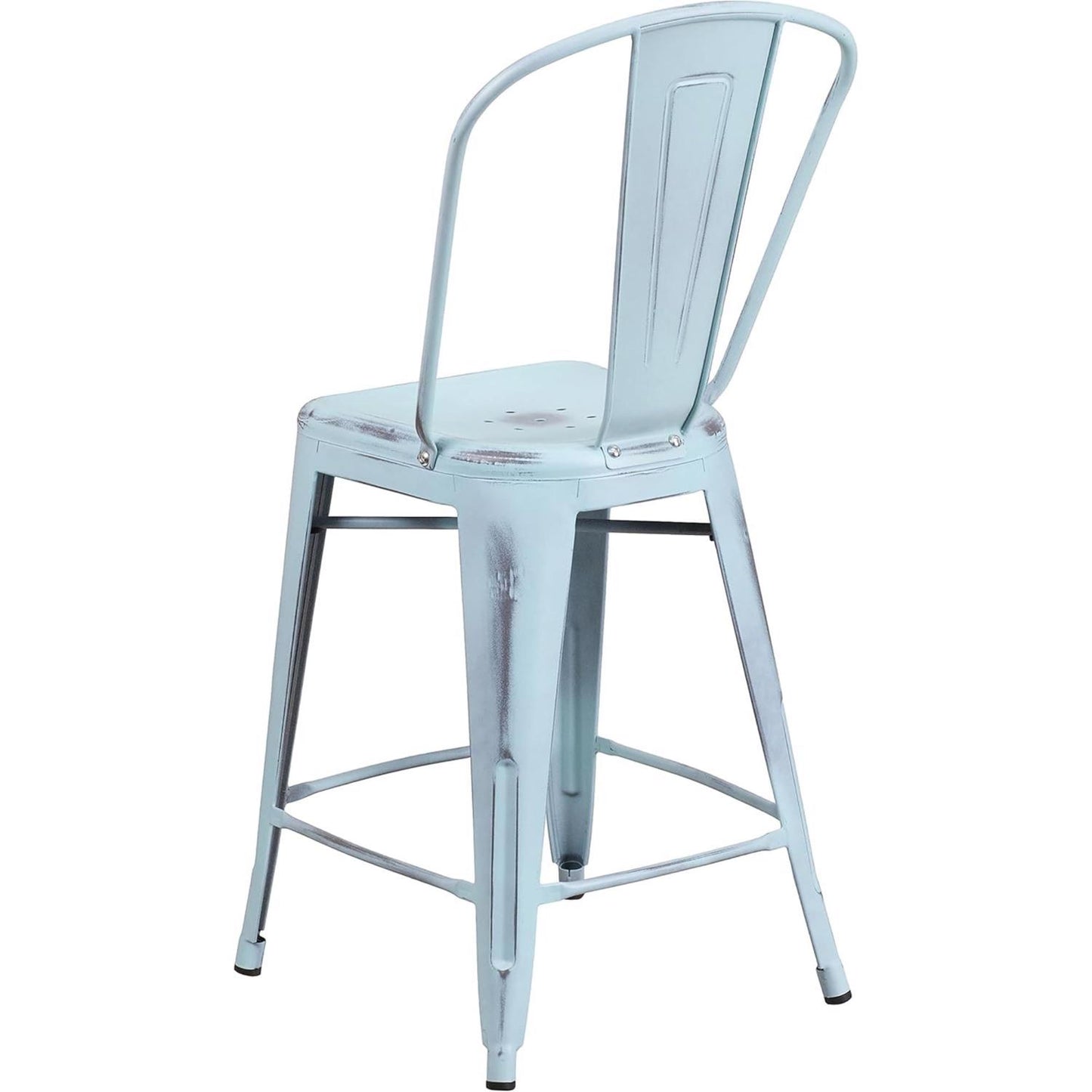 Blake 24" Industrial Style Bar Stool Chair, Pale Blue – Set of 4