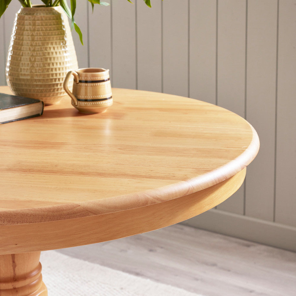 Bude Oak Effect Round Wooden Dining Table & 4 Millford Chairs