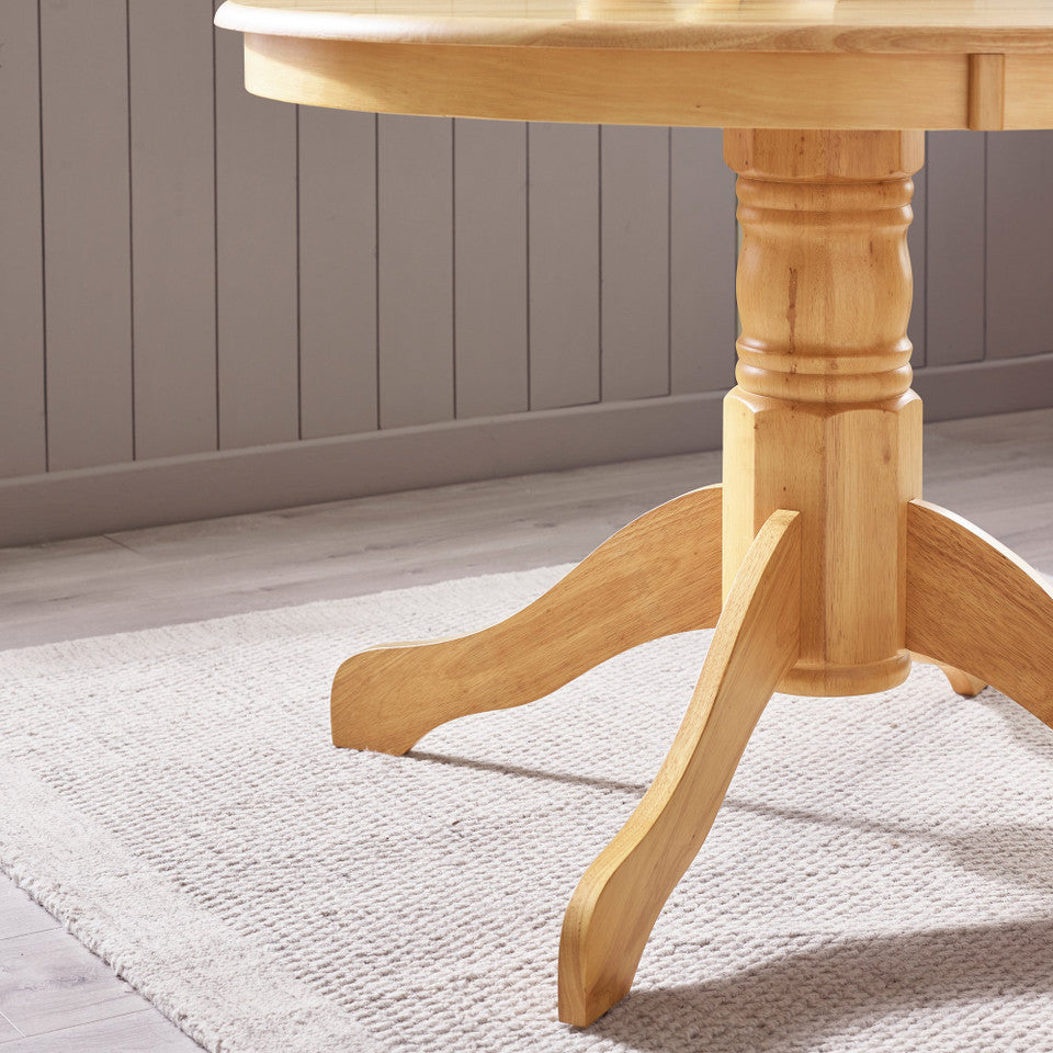 Bude Oak Effect Round Wooden Dining Table & 4 Millford Chairs