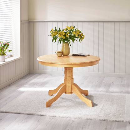 Bude Oak Effect Round Wooden Dining Table & 4 Millford Chairs