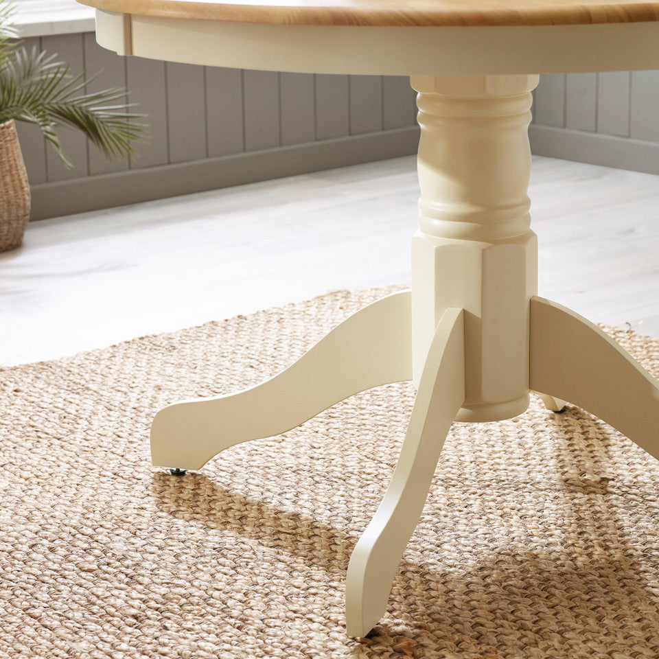 Bude Cream Round Wooden Dining Table & 4 Millford Chairs
