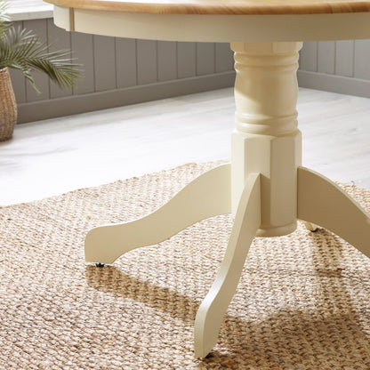Bude Cream Round Wooden Dining Table & 4 Millford Chairs