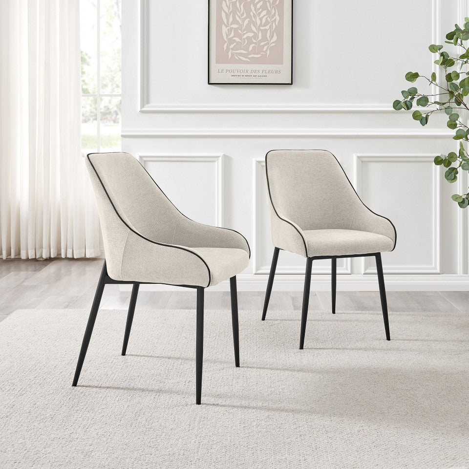 Leonardo Black Top Dining Table & 6 Beaumont Fabric Chairs
