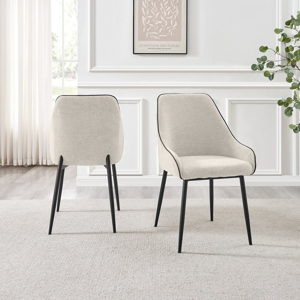 Leonardo Black Top Dining Table & 6 Beaumont Fabric Chairs